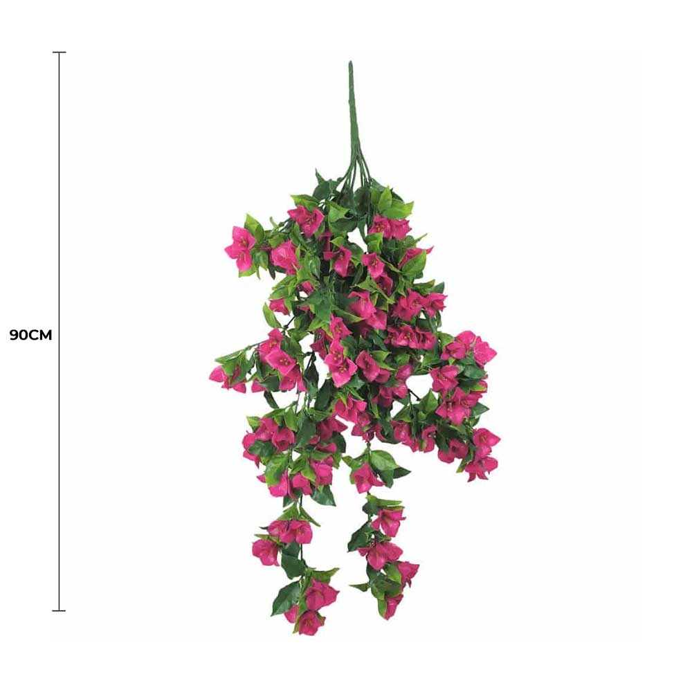 Hanging artificial pink lilac bougainvillea plant, 90cm