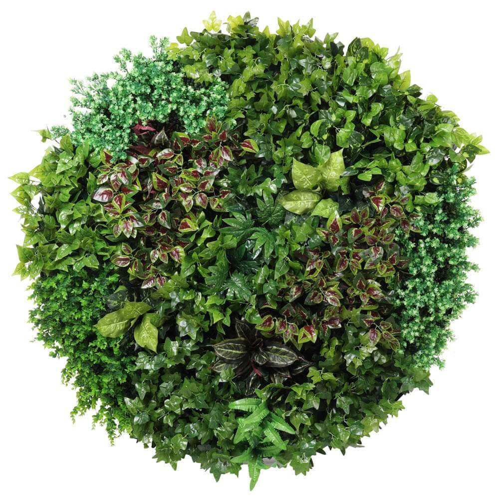Artificial Green Wall Disc Art 150cm Dense Green Sensation (Fresh White) - Designer Plants
