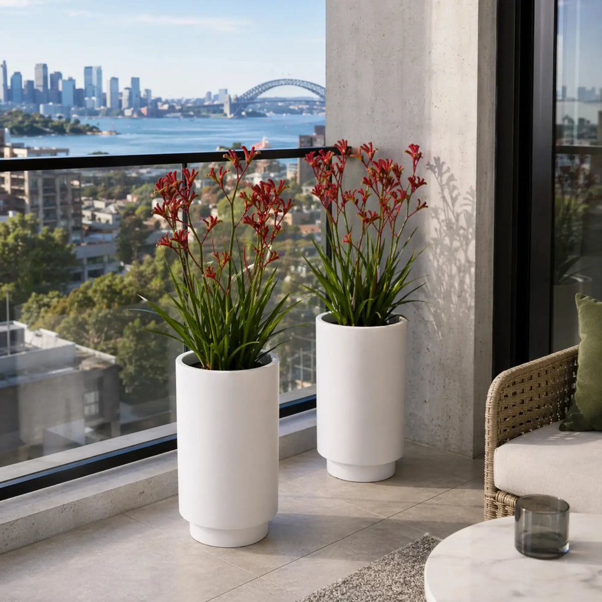 Luxury Cylinder Planter 40cm Matt White Premium Pot Range - Designer Plants