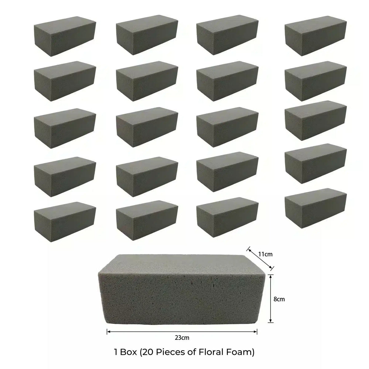 20 Pieces of Dry Floral Foam Bricks 23cm x 11cm x 8cm (Artificial Plant Foam Blocks - formaldehyde FREE) - Designer Plants