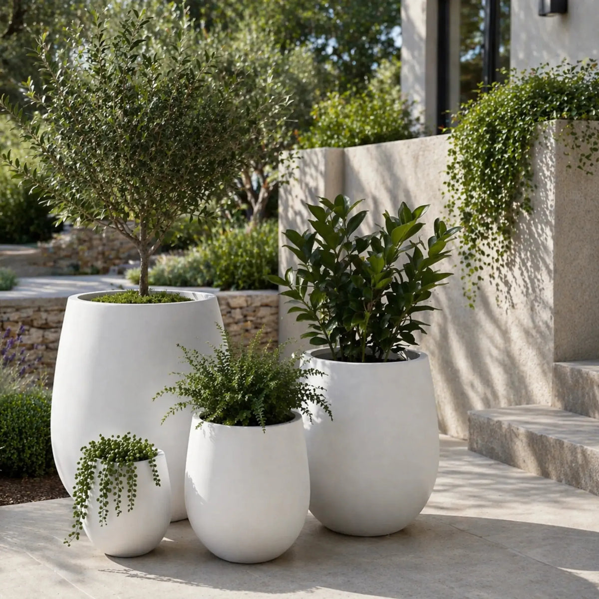 Luxury Teardrop Balloon Planter — Set of 4 White - Designer Plants