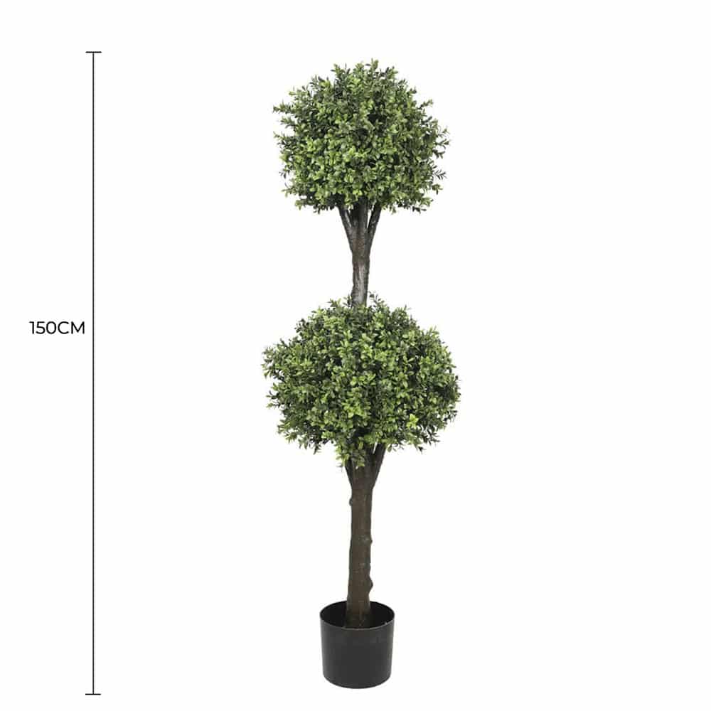 Artificial Topiary Tree 2 Ball Shrub 150cm UV Resistant