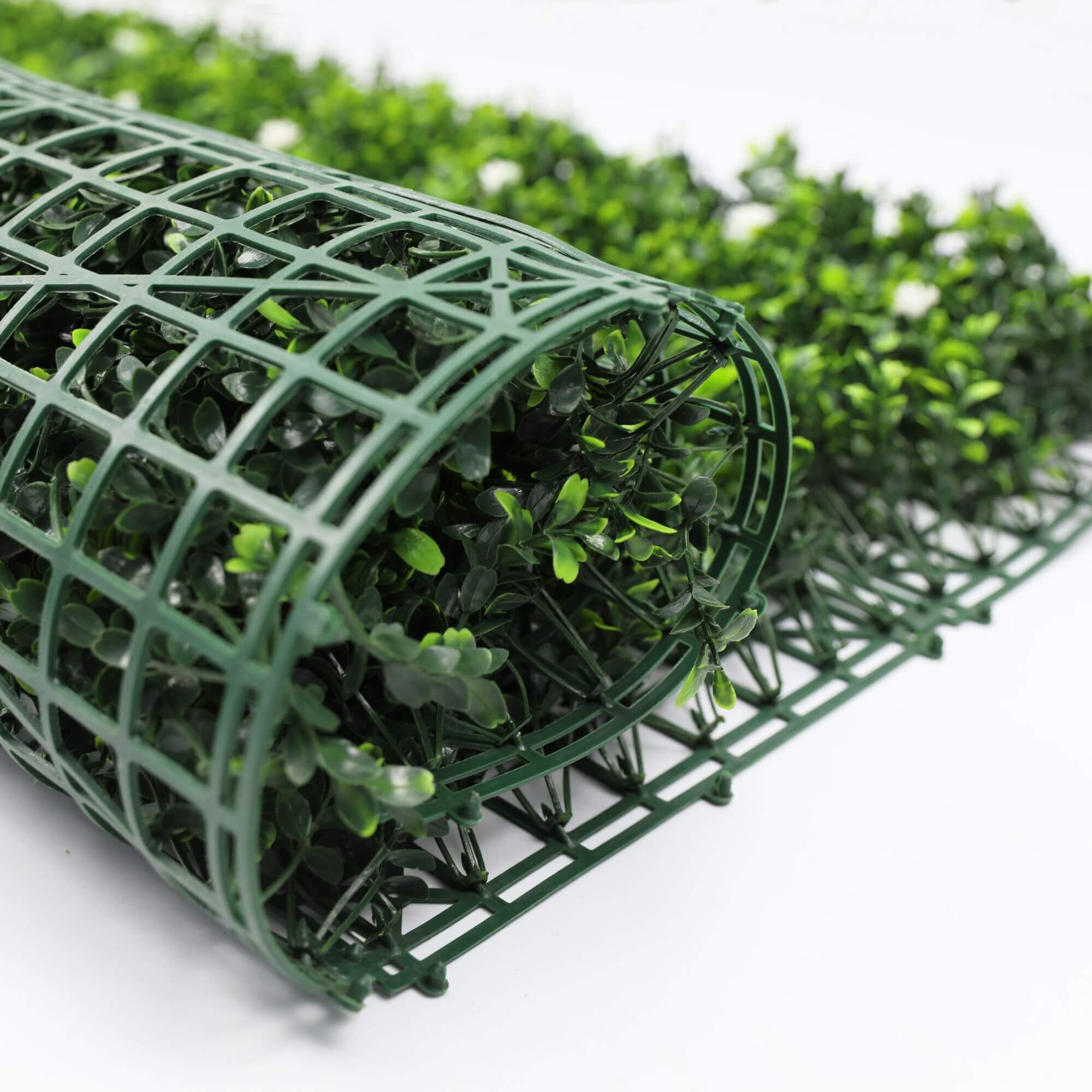 Luxury Flowering Artificial Buxus Hedge Panel UV Resistant Sample