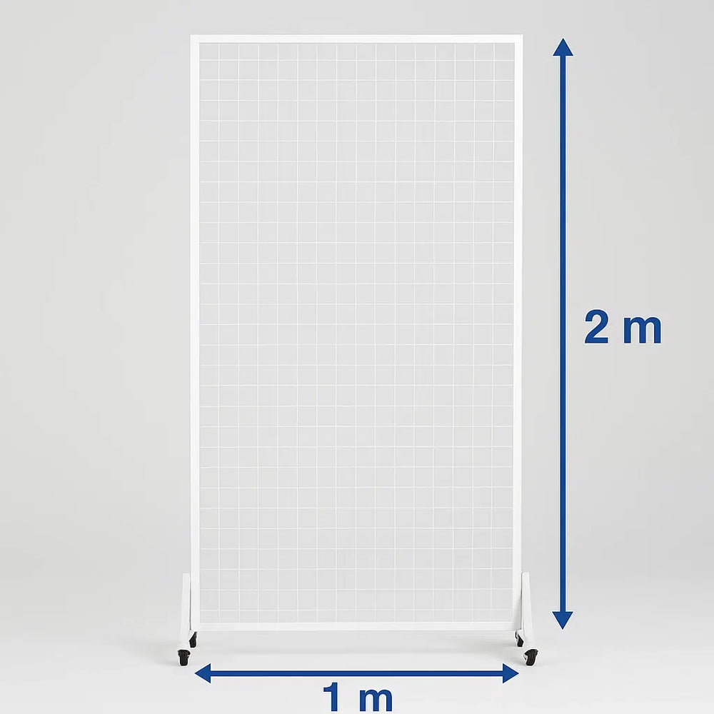 Versatile and Premium White Flower Wall Stand / Portable Event Screen with Wheels 2m x 1m - Designer Plants