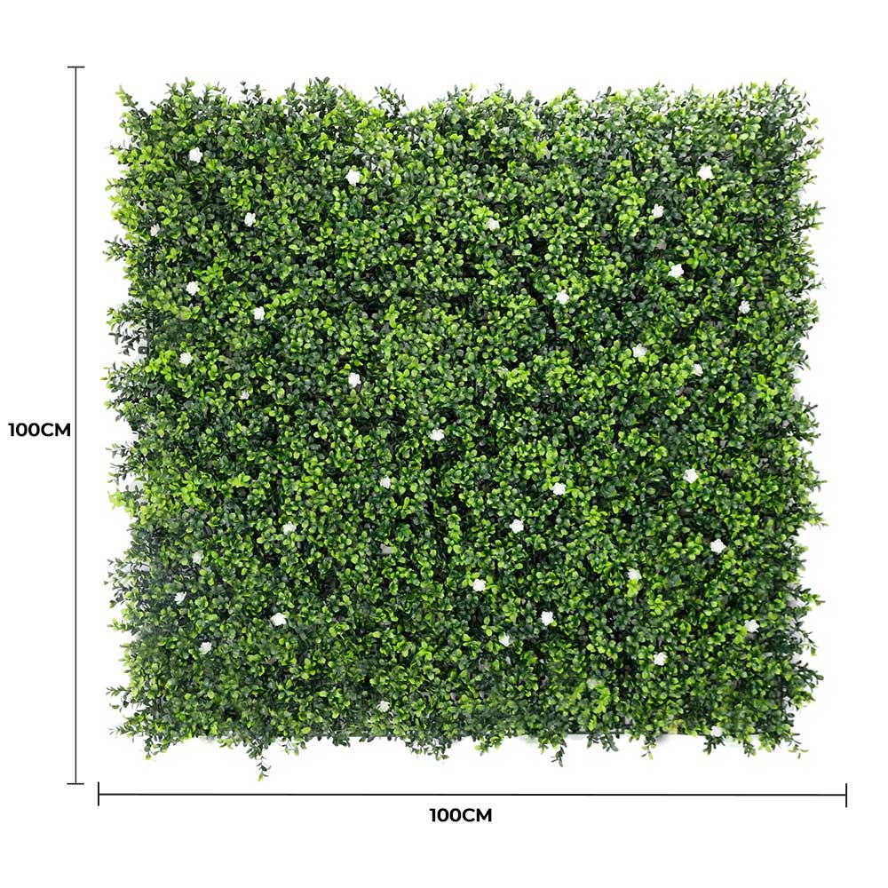 Luxury Flowering Artificial Buxus Hedge Panel UV Resistant 1m x 1m