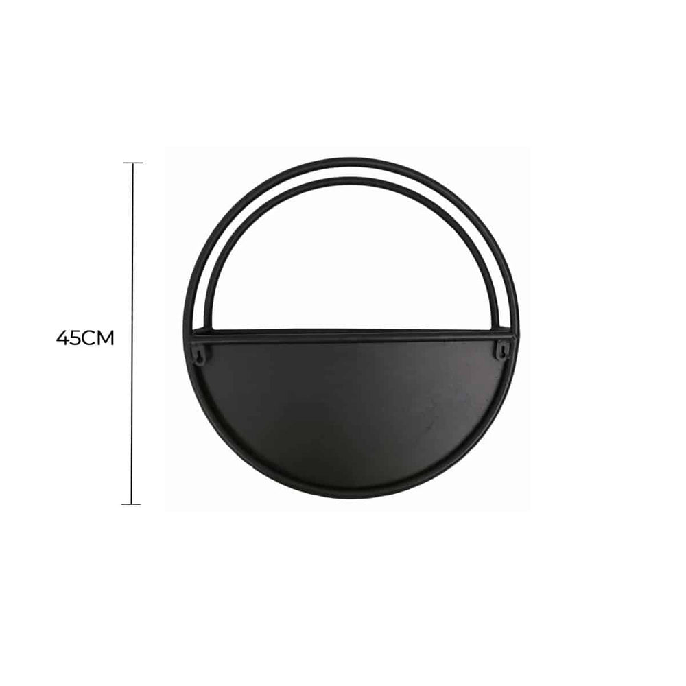 Premium Floating Half Moon / Semi Circle Metal Wall Planter | Onyx Black 45cm