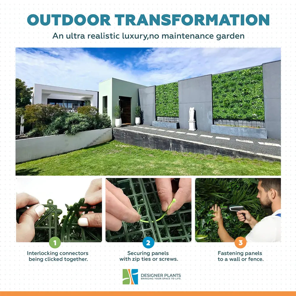 Luxury White Oasis Vertical Garden / Green Wall UV Resistant 1m x 1m