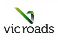 Vic Roads logo with a green and white stylized 'V' above the text 'vic roads' in dark gray on a white background.