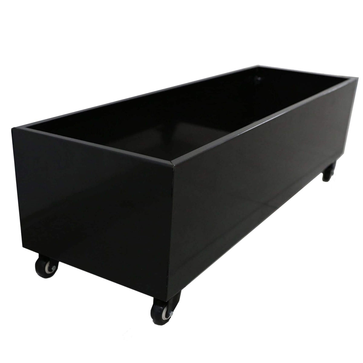 Black Metal Planter Medium + Wheels - Designer Plants