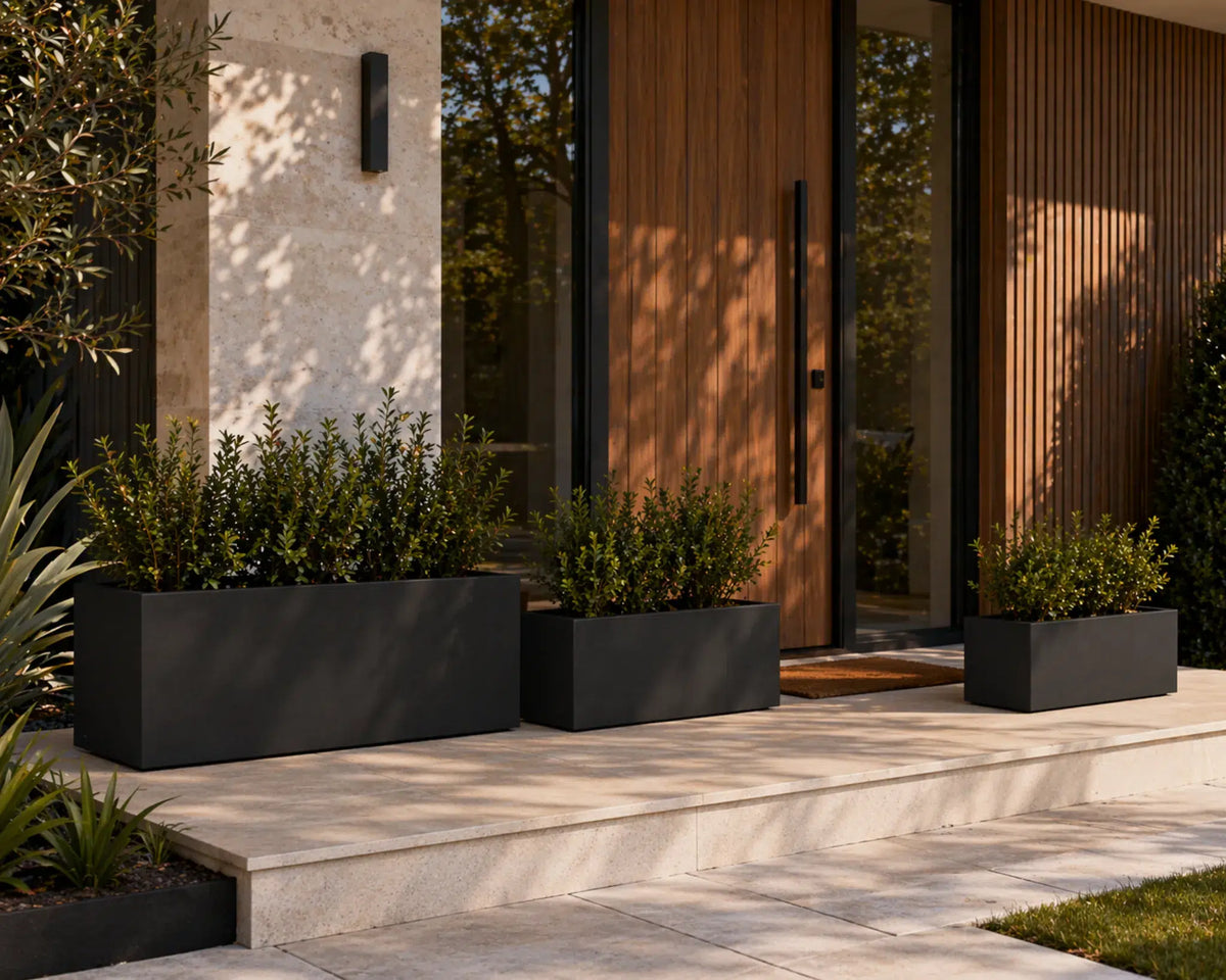 Luxury Rectangular Trough Planter Set of 3 | Matt Black | Premium Pot Range - Designer Plants