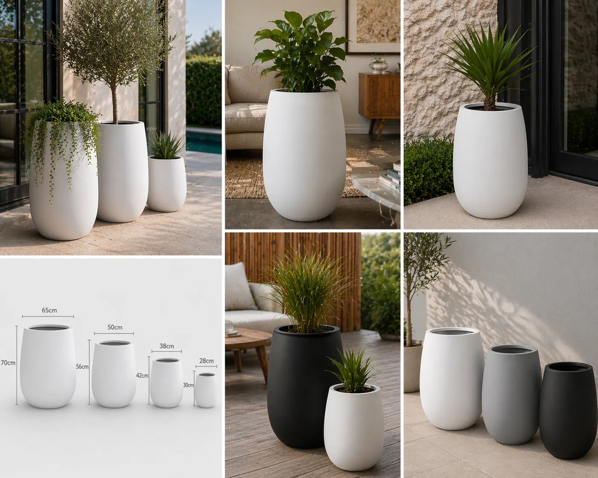 Luxury Teardrop Balloon Planter — Set of 4 Grey - Designer Plants