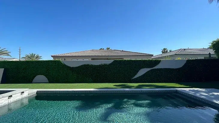 Pool transformation with artificial plants - after