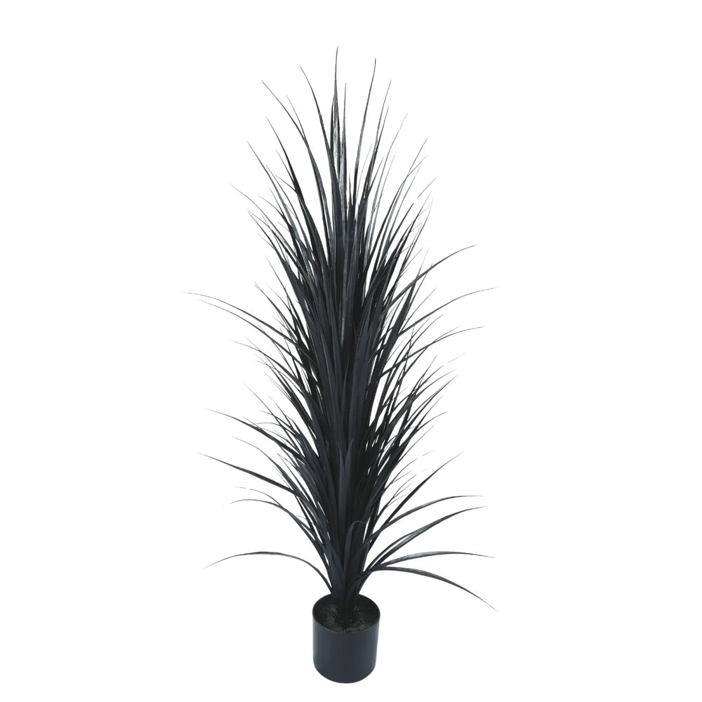 Premium Black Potted Artificial Long Grass (Yucca Grass) 115cm UV Resistant