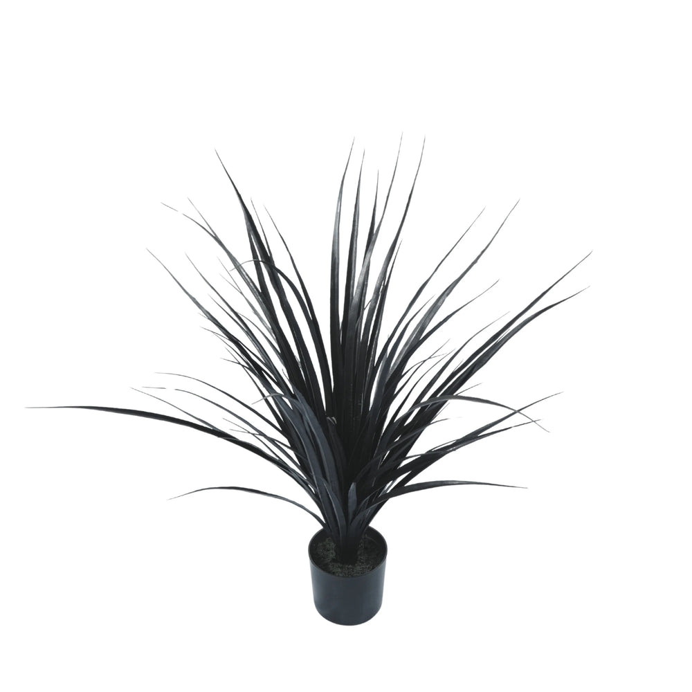 Premium Black Potted Artificial Long Grass (Yucca Grass) 75cm UV Resistant
