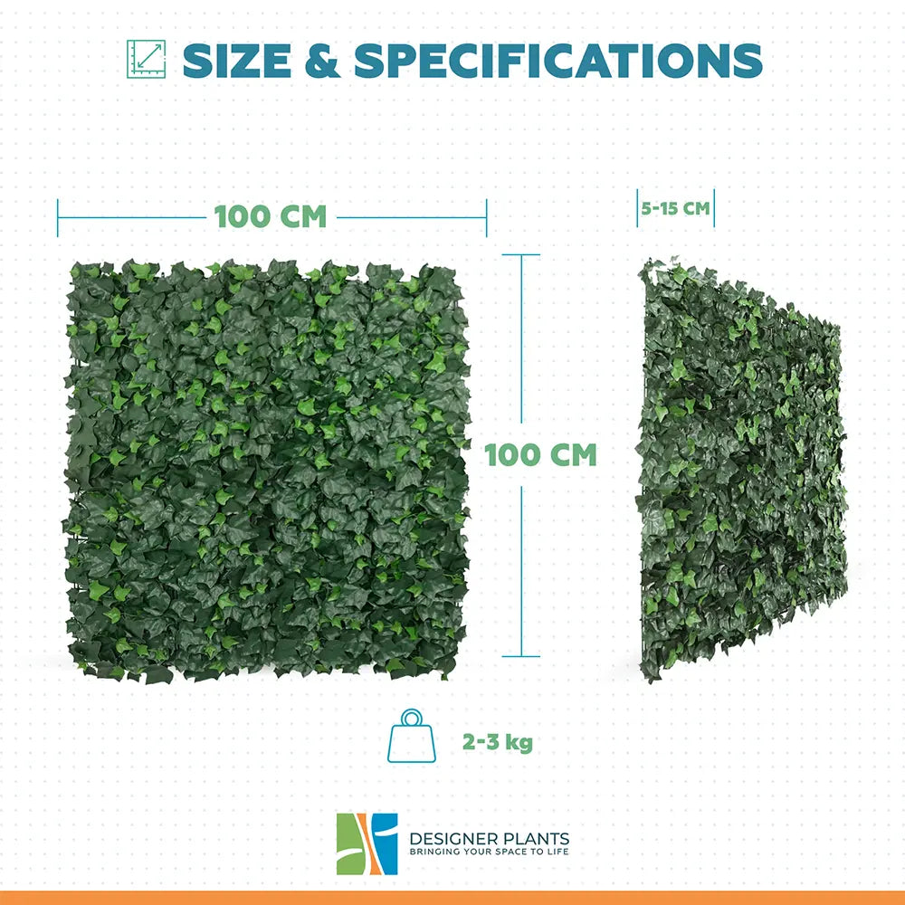 Boston Ivy Leaf Screen Green Wall Panel UV Resistant 1m x 1m