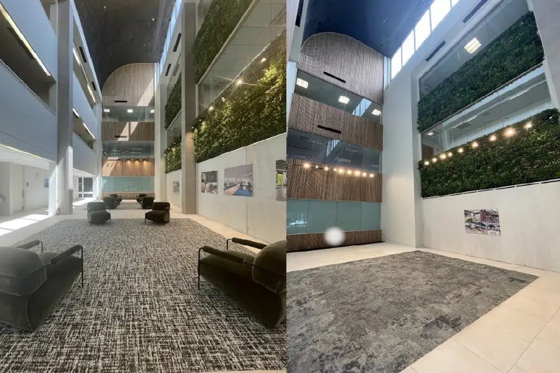 faux vertical garden decoration in shopping mall