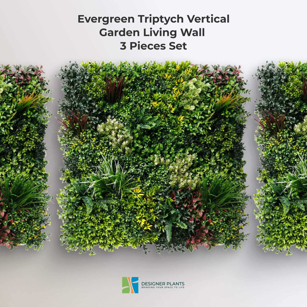 Luxury Triptych Vertical Garden / Living Wall Set 3 of Pieces 1m x 1m (3 SQM Set) UV Resistant