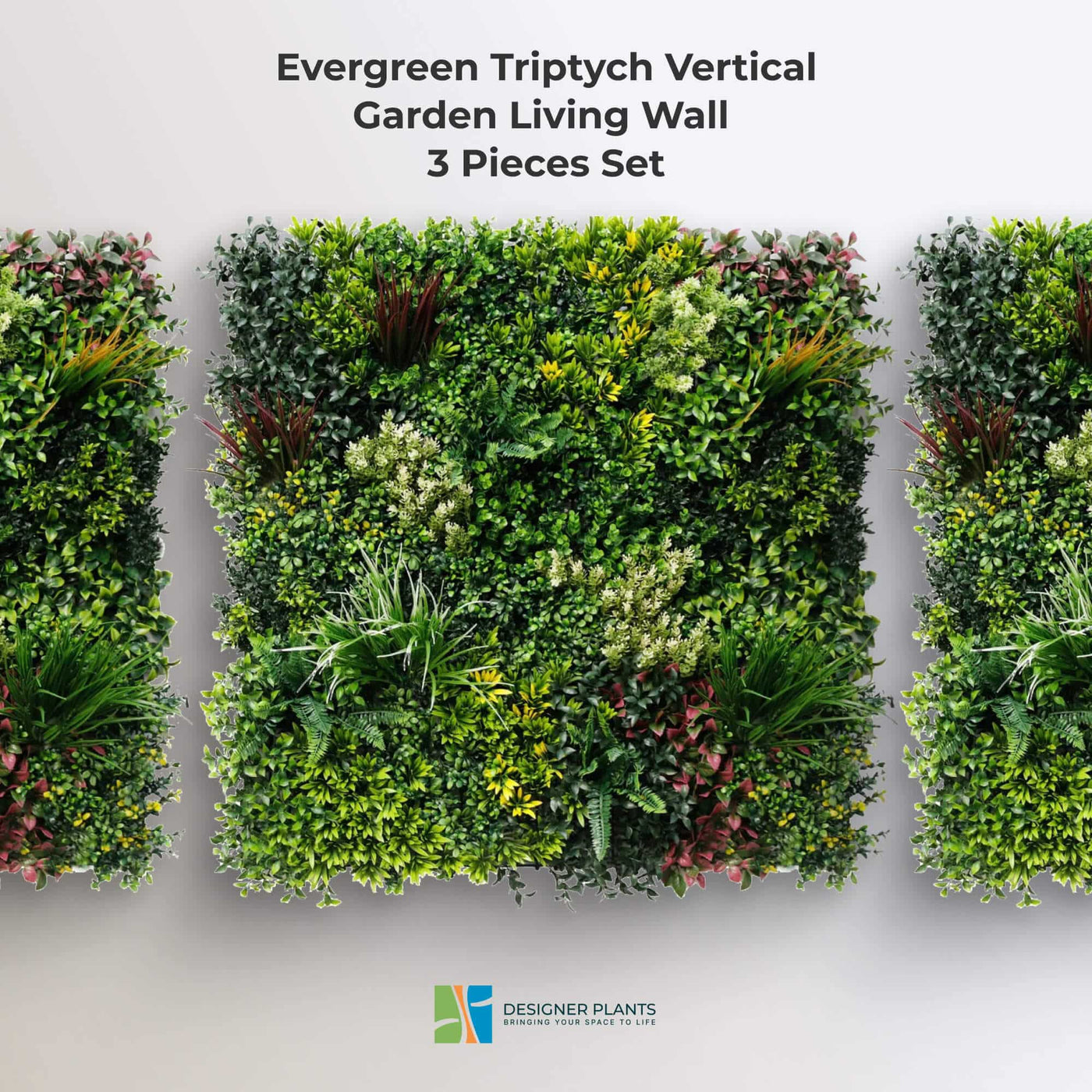 Luxury Triptych Vertical Garden / Living Wall Set 3 of Pieces 1m x 1m (3 SQM Set) UV Resistant