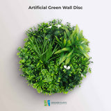 Flowering White Artificial Green Wall Disc UV Resistant 50cm (White Frame)