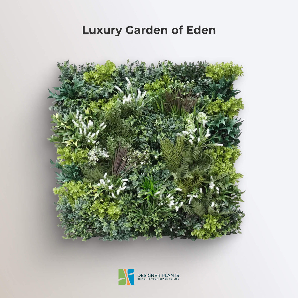 Garden of Eden Bespoke Vertical Garden / Artificial Green Wall UV Resistant 1m x 1m Fire Retardant