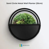 Premium Floating Half Moon / Semi Circle Metal Wall Planter | Onyx Black 35cm