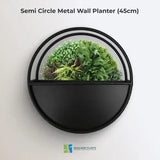 Premium Floating Half Moon / Semi Circle Metal Wall Planter | Onyx Black 45cm