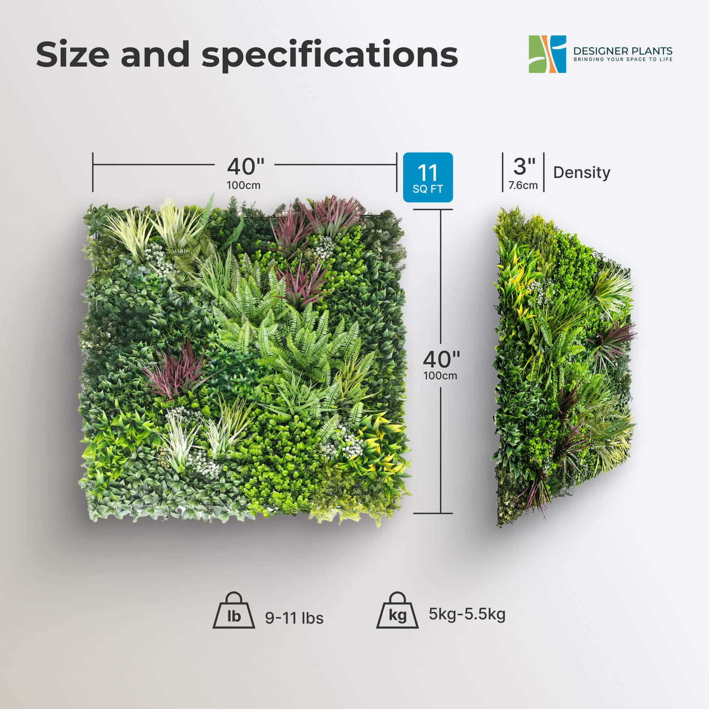 Premium Urban Greenery Artificial Vertical Garden / Green Wall UV Resistant 1m x 1m (Exclusive Model)