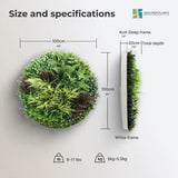 Slimline Artificial Green Wall Disc Art 100cm Grassy Fern UV Resistant (White)