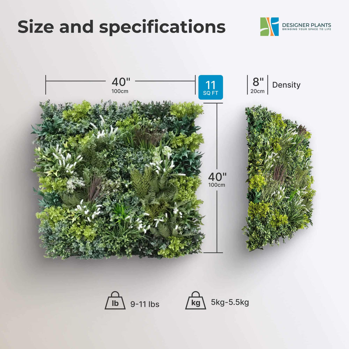 Garden of Eden Bespoke Vertical Garden / Artificial Green Wall UV Resistant 1m x 1m Fire Retardant