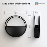 Premium Floating Half Moon / Semi Circle Metal Wall Planter | Onyx Black 45cm