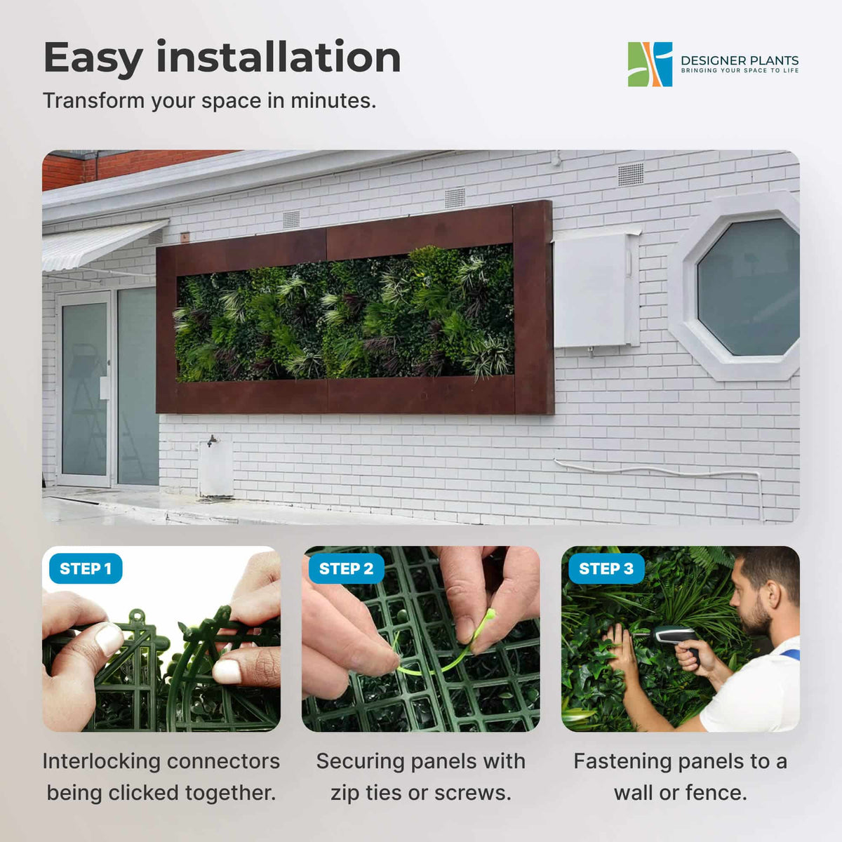Luxury Triptych Vertical Garden / Living Wall Set 3 of Pieces 1m x 1m (3 SQM Set) UV Resistant