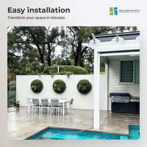 Slimline Artificial Green Wall Disc Art 100cm Grassy Fern UV Resistant (White)
