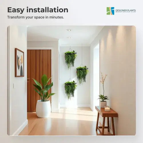 Black Artificial Hanging Plant Disc Chandelier with Lush Draping Foliage — 40cm UV Resistant