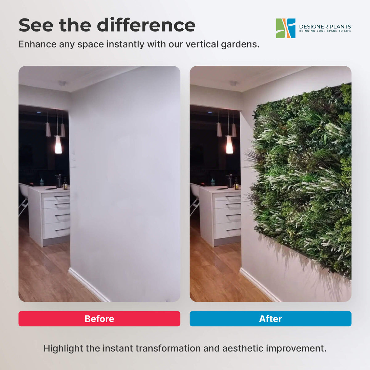 Garden of Eden Bespoke Vertical Garden / Artificial Green Wall UV Resistant 1m x 1m Fire Retardant
