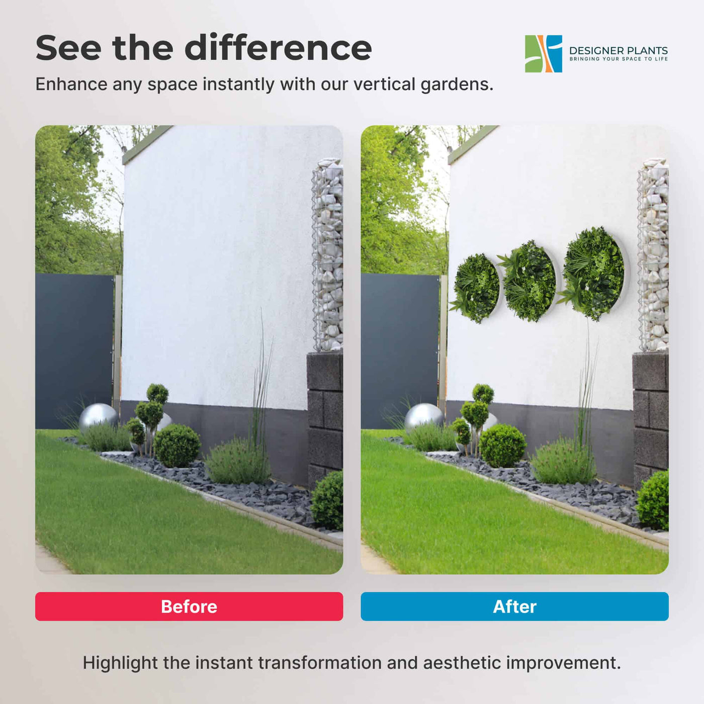 Flowering White Artificial Green Wall Disc UV Resistant 75cm (White Frame)