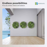 Flowering White Artificial Green Wall Disc UV Resistant 75cm (White Frame)