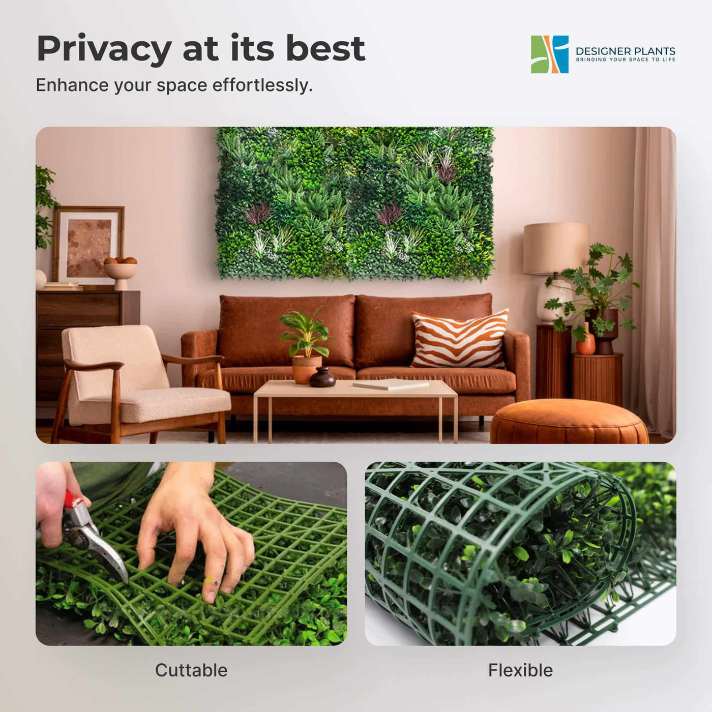 Premium Urban Greenery Artificial Vertical Garden / Green Wall UV Resistant 1m x 1m (Exclusive Model)