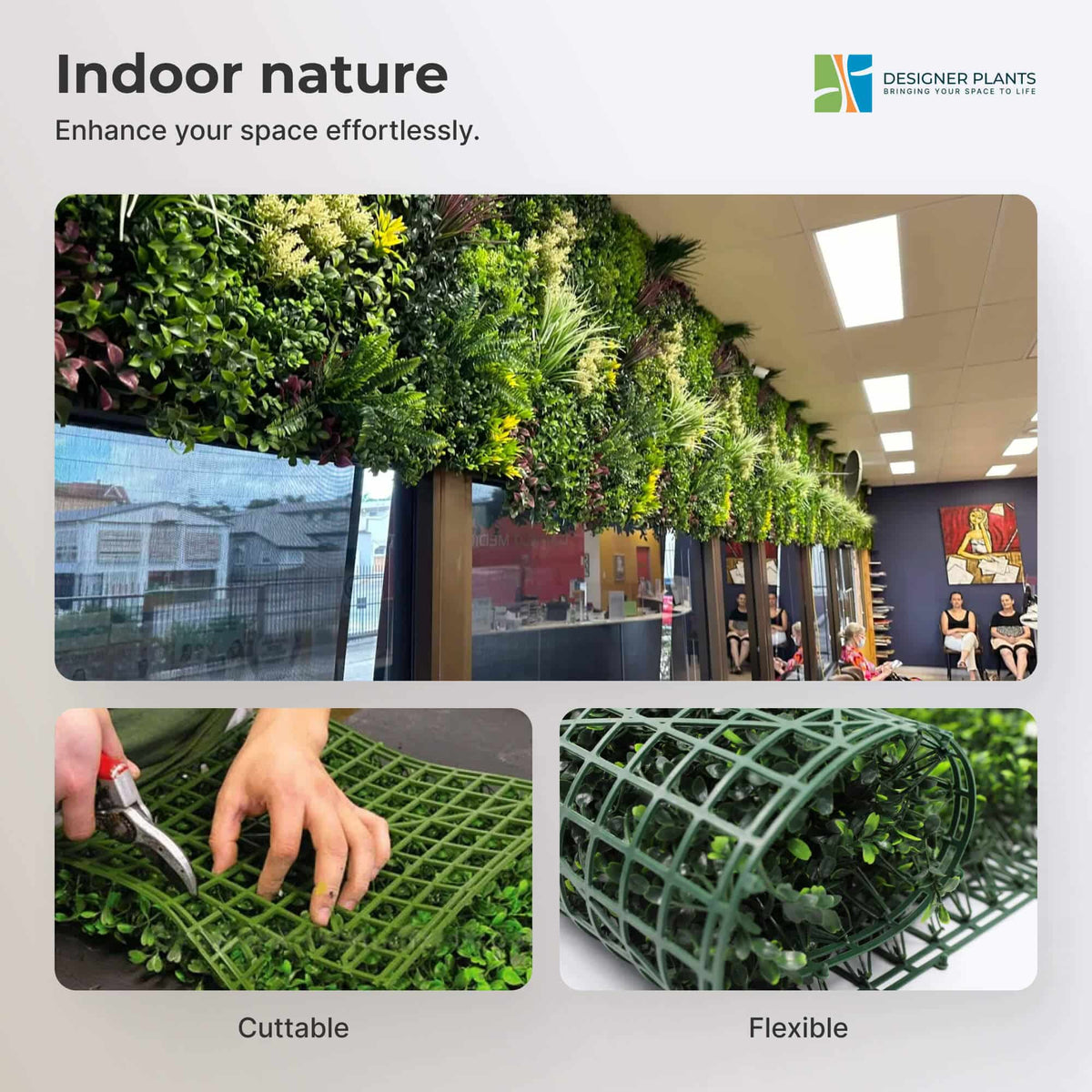 Luxury Triptych Vertical Garden / Living Wall Set 3 of Pieces 1m x 1m (3 SQM Set) UV Resistant