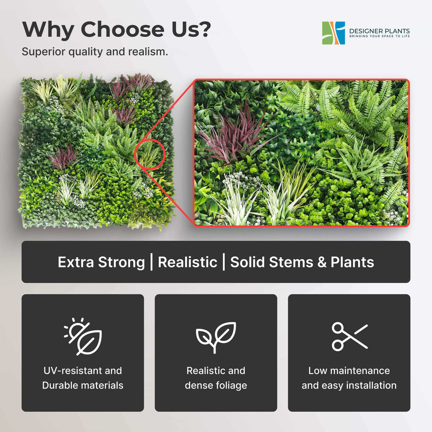 Premium Urban Greenery Artificial Vertical Garden / Green Wall UV Resistant 1m x 1m (Exclusive Model)