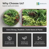 Slimline Artificial Green Wall Disc Art 100cm Grassy Fern UV Resistant (White)