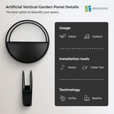 Premium Floating Half Moon / Semi Circle Metal Wall Planter | Onyx Black 45cm