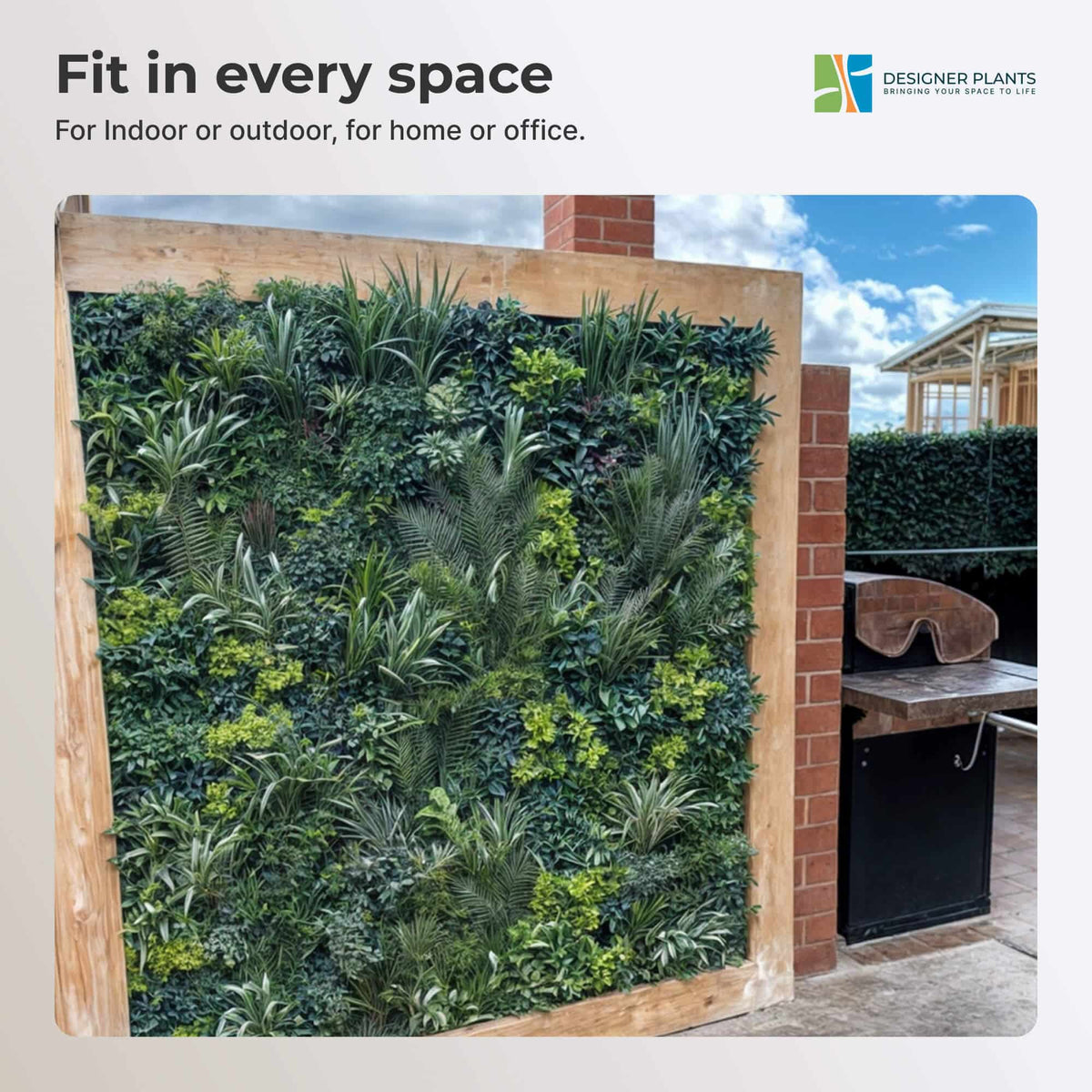 Garden of Eden Bespoke Vertical Garden / Artificial Green Wall UV Resistant 1m x 1m Fire Retardant