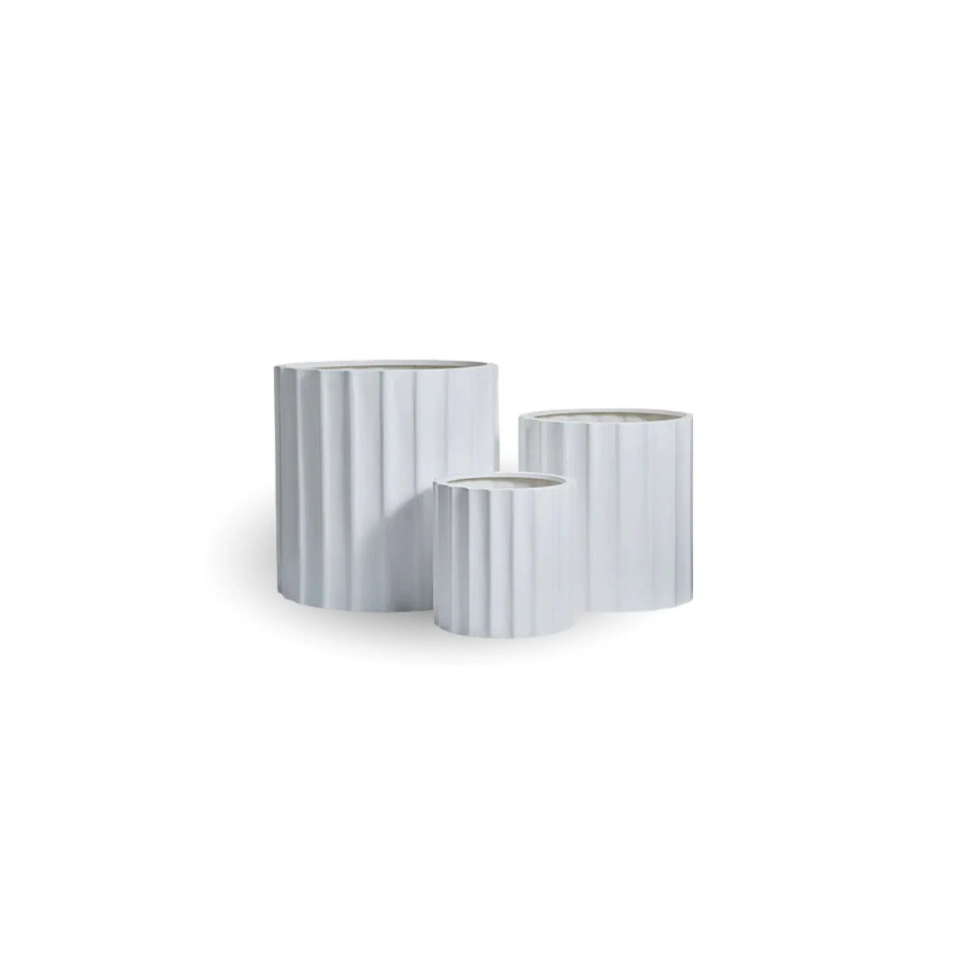 Set of 3 Luxury Rounded Ribbed Planter Premium Pot Range White