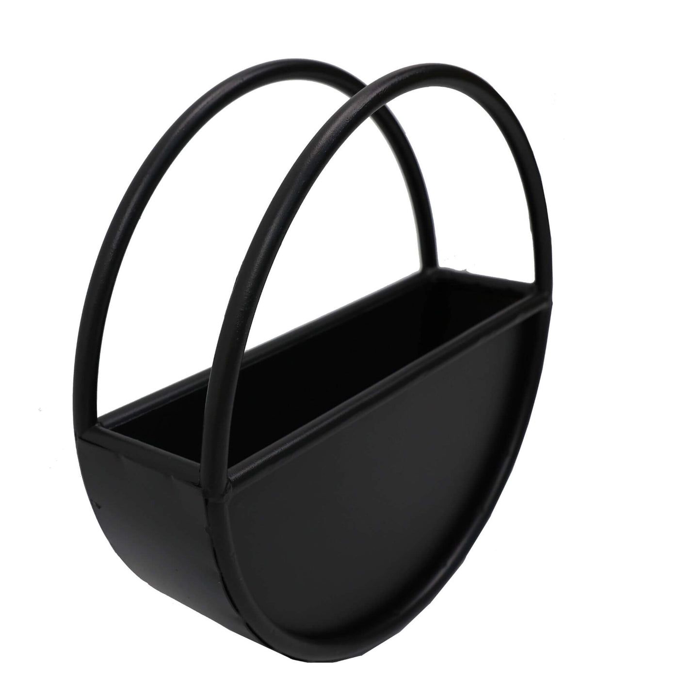 Premium Floating Half Moon / Semi Circle Metal Wall Planter | Onyx Black 35cm