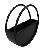 Premium Floating Half Moon / Semi Circle Metal Wall Planter | Onyx Black 35cm