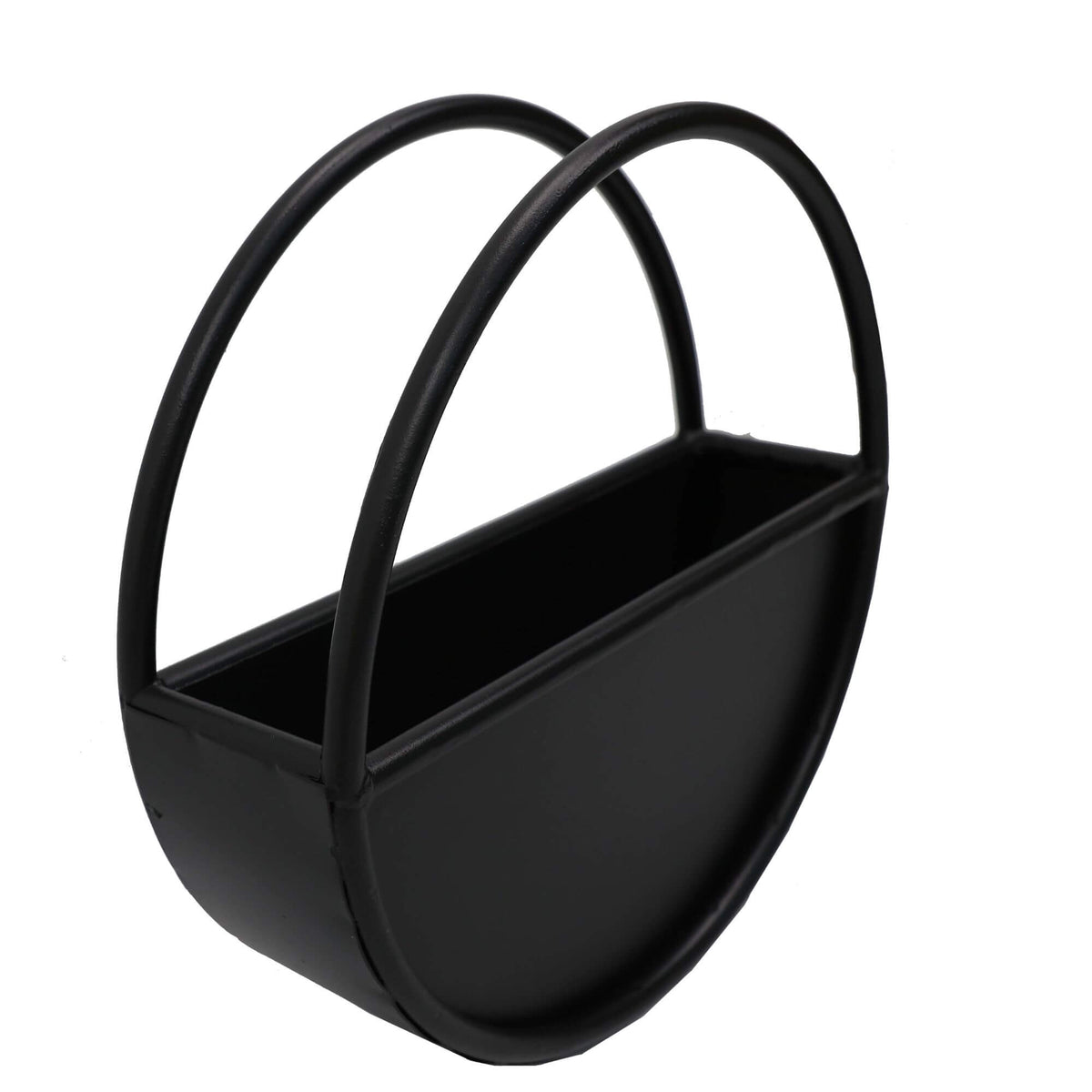 Premium Floating Half Moon / Semi Circle Metal Wall Planter | Onyx Black 35cm