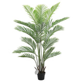 Potted artificial palm plant on a white background