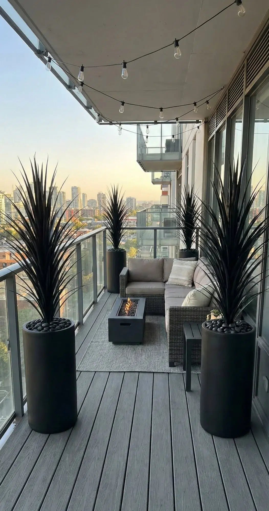 Premium Black Potted Artificial Long Grass (Yucca Grass) 115cm UV Resistant
