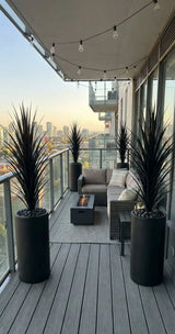 Premium Black Potted Artificial Long Grass (Yucca Grass) 115cm UV Resistant