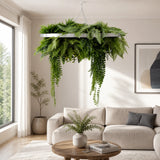 Silver Artificial Hanging Plant Disc Chandelier with Realistic Trailing Greenery & Ferns — 80cm UV Resistant